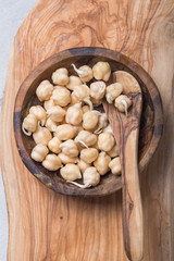 Sprouted beans. Chickpeas with sprouts. Vegetarianism. Healthy diet.