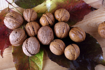 Walnuts on table