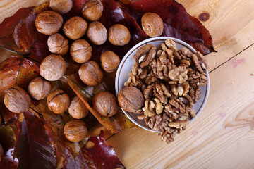 Walnuts on table