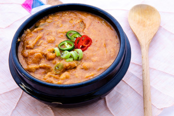 Ground soybean stew which is called Kongbiji-jjigae in Korea