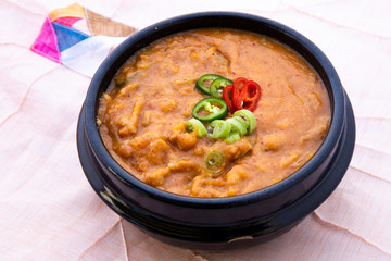 Ground soybean stew which is called Kongbiji-jjigae in Korea