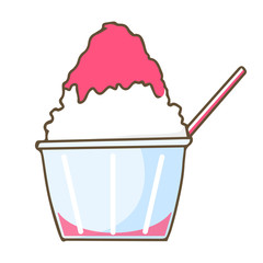 かき氷　ピンク　イチゴ味