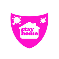 Vector illustration of shield protecting a house from corona virus attack good for poster to persuade people to stay home 