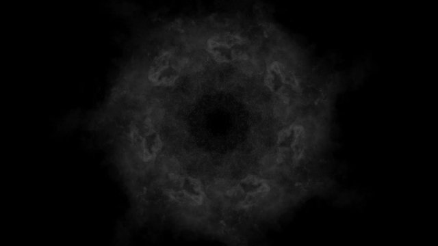 Low density smoke puff spreading concentrically outwards / Gunshot smoke / Shockwave smoke. Separated on pure black background, contains alpha channel.