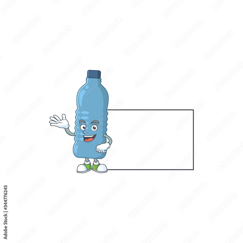 Sticker an image of mineral bottle with board mascot design style