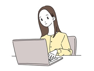 女性 パソコン イラスト2