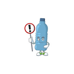 A picture of mineral bottle cartoon character concept holding a sign