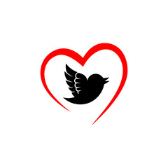 Bird in Heart icon isolated on white background