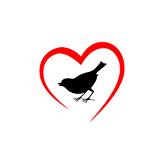 Bird in Heart icon isolated on white background