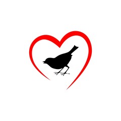 Bird in Heart icon isolated on white background