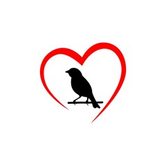 Bird in Heart icon isolated on white background