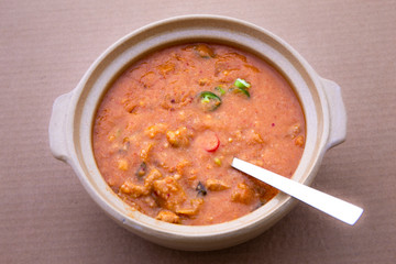 Ground soybean stew which is called Kongbiji-jjigae in Korea