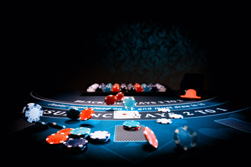 Casino Black Jack table - obrazy, fototapety, plakaty