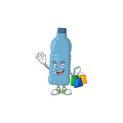 cartoon character concept of rich mineral bottle with shopping bags