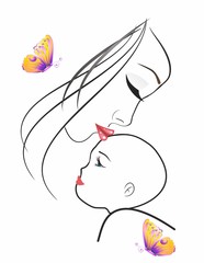 composition with a mother who is holding a baby