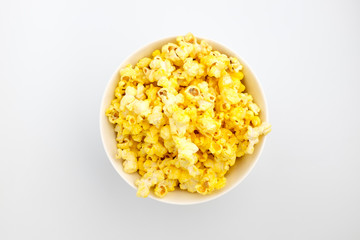 Corn popcorn on white background