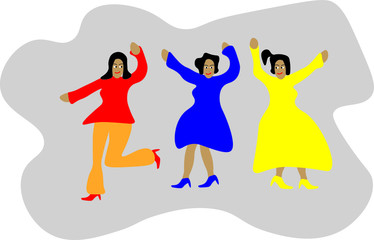 Vector of colorful happy women