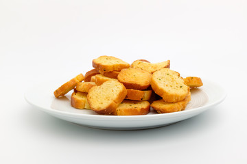 Garlic bread on white background