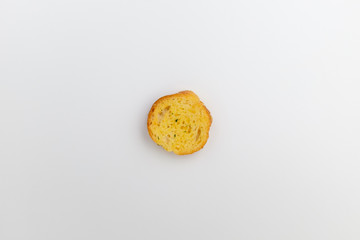 Garlic bread on white background