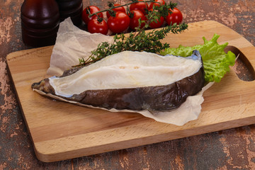 Raw wolffish steak