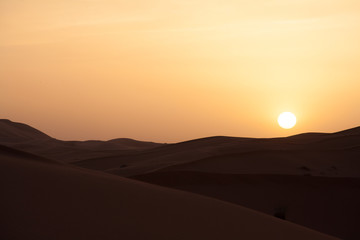 Sunset in Sahara desert, Morocco