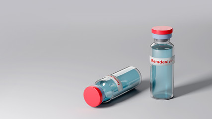 Concept of tablet for new experimental antiviral drug Remdesivir. Possible cure medication for treatment COVID 19 coronavirus. 3D rendering