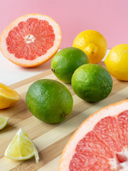 Naklejka na ściany i meble Citrus fruits (orange, lemon, grapefruit, tangerine, lime). Still-life.