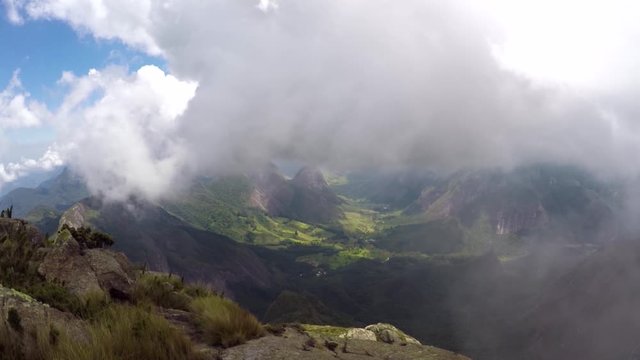 view of the summit of the medium peak in the three peaks of nova friburgo in the mountainous region of rio de janeiro