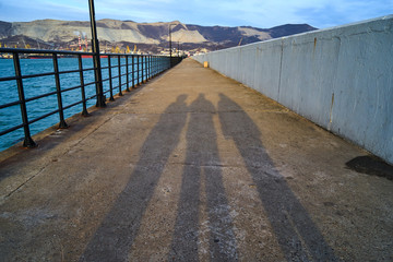 Concrete pier enclosing a seaport.