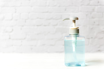 Hand Sanitizer alcohol gel for hand hygiene protection Coronavirus. Covid Virus.  Health Concept