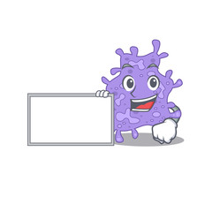Staphylococcus aureus cartoon character design style with board