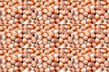 background of many hazelnuts. healthy natural concept