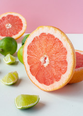 Naklejka na ściany i meble Citrus fruits (orange, lemon, grapefruit, tangerine, lime). Still-life.