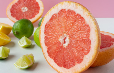 Citrus fruits (orange, lemon, grapefruit, tangerine, lime). Still-life.