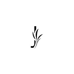 Elegant leaf letter J, Vintage style logo design template