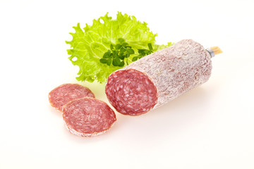 Italian dry Saliami pork sausage