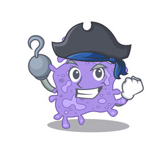Staphylococcus aureus cartoon design style as a Pirate with hook hand and a hat