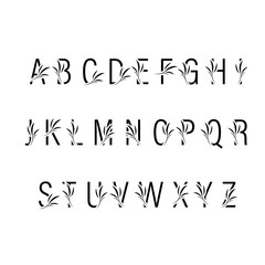 Elegant leaf alphabet set, Vintage style logo design template