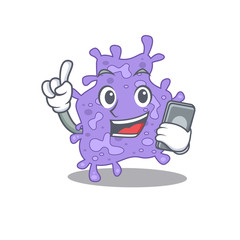 Staphylococcus aureus cartoon character speaking on phone