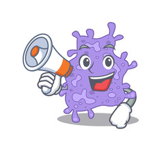 Fototapeta premium Cartoon character of staphylococcus aureus having a megaphone
