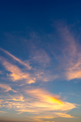 Dramatic cloudy sky during sunset, Texture of bright evening sky in twilight time background