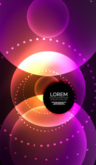 Glowing neon shiny transparent abstract geometric shapes with light effects. Techno futuristic vector abstract background For Wallpaper, Banner, Background, Card, Book Illustration, landing page