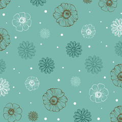 flora pattern with line flowers