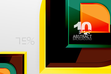 Fototapeta premium Glossy glass squares with round elements geometric composition. Abstract geometric background with 3d effect composition For Wallpaper, Banner, Background, Card, Book Illustration, landing page