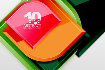 Glossy glass squares with round elements geometric composition. Abstract geometric background with 3d effect composition For Wallpaper, Banner, Background, Card, Book Illustration, landing page