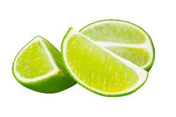 Fresh ripe lime isolated on white background.