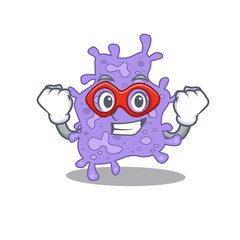 A cartoon character of staphylococcus aureus performed as a Super hero