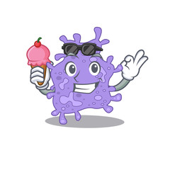 Cartoon design concept of staphylococcus aureus having an ice cream