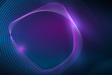 Abstract particles, wave background, neon motion techno design