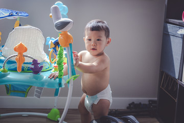 happy little asian baby boy